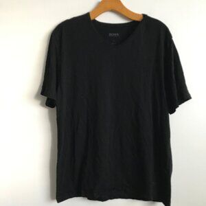 HUGO BOSS MENS T SHIRT BLACK SHIRT SLEEVE JERSEY BLANK SOLID LARGE